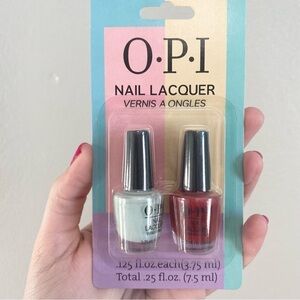 New in Package O.P.I. Set of 2 Red and Light Blue Mini Nail Polish